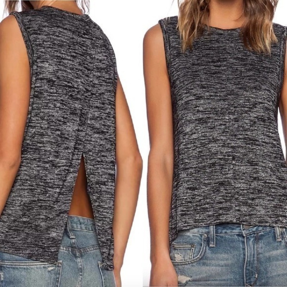 Rag & Bone Nicole Heather Black Pullover Open Sleeveless Tank Top